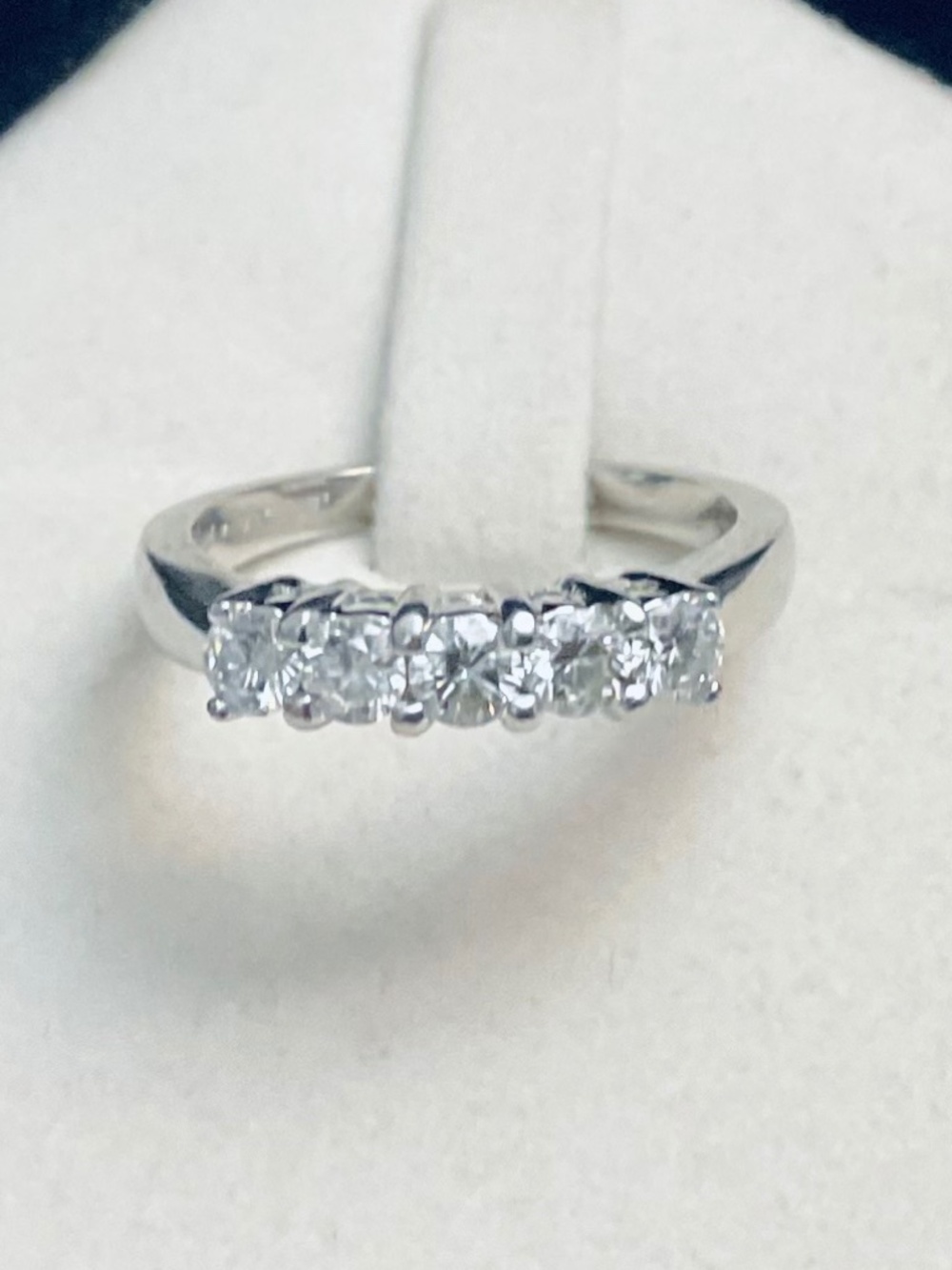 ✨ STUNNING SOLID 14K WHITE GOLD 5-STONE GENUINE DIAMOND ANNIVERSARY BAND ✨